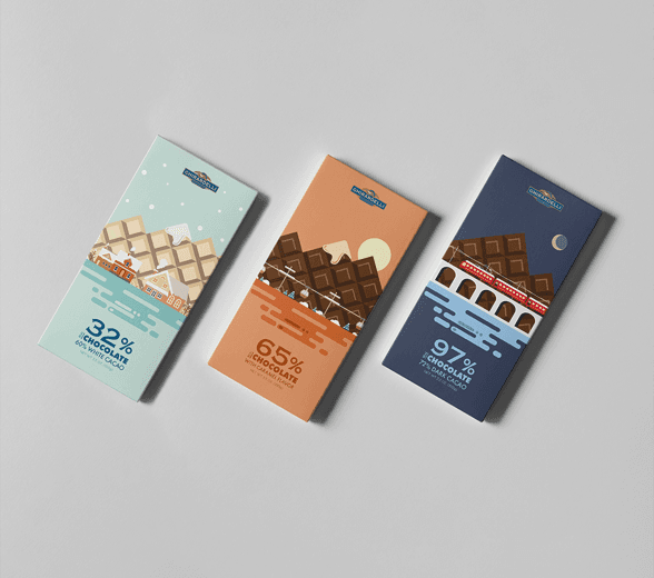 Inside view of candy bar packaging