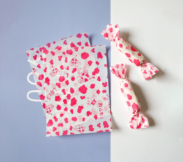 Side view of candy wrapping paper