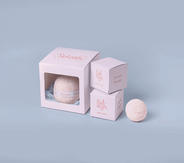 Side view of custom bath bomb box