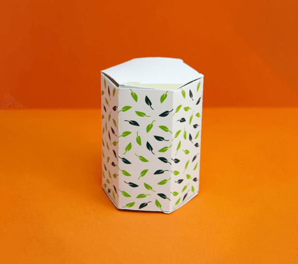 Inside view of cosmetic hexagon box