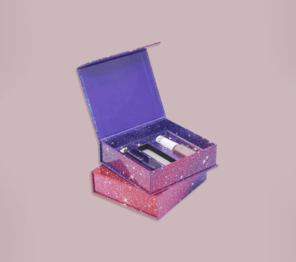 Side view of custom glitter box