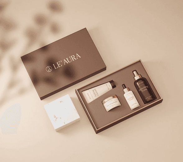 Side view of luxury skincare packaging