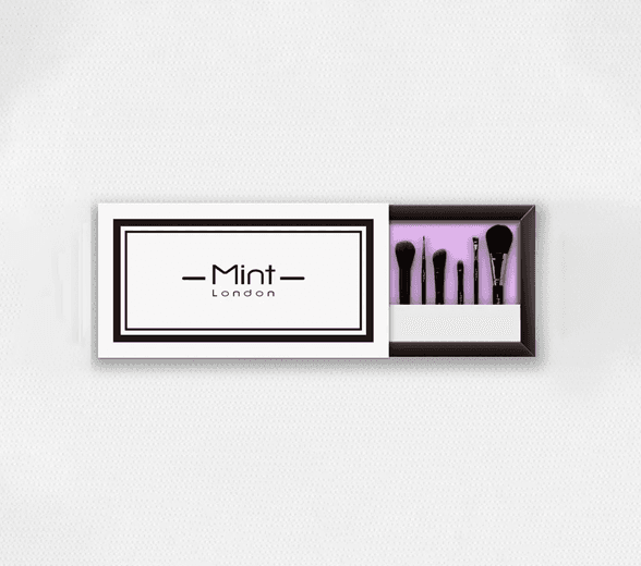 Inside view of makeup brush box